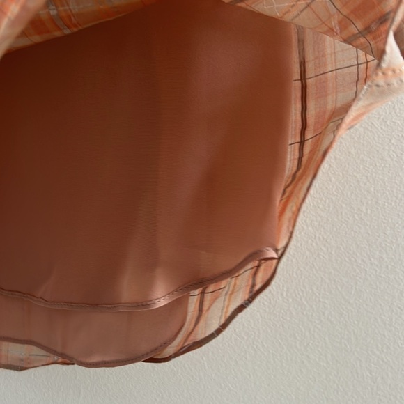 Erin Featherson Party Shirt Dress Sheer Pink Silver Plaid Drawstring Waist Small - Picture 5 of 5